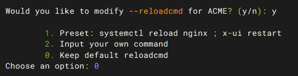 直接輸入 y 和 0